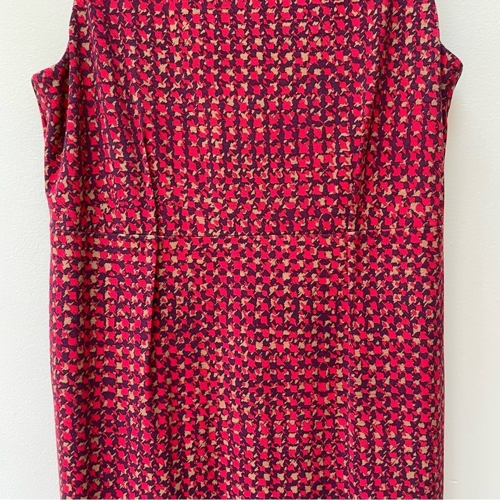 Lord & Taylor Red Houndstooth Sleeveless Mock Neck Mod Style Midi Dress Size 14 - Picture 5 of 10